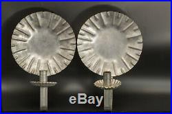 Pair of Antique Victorian Tin Wall Sconce Candle Holder with Large Reflector