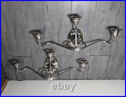 Pair of Bombay Co. Silver/Chrome Wall Hanging Sconce Candle Holders Candlestick