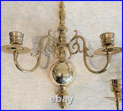 Pair of Brass Virginia Metalcrafters Two Headed Wall Sconces Williamsburg Style