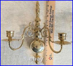 Pair of Brass Virginia Metalcrafters Two Headed Wall Sconces Williamsburg Style