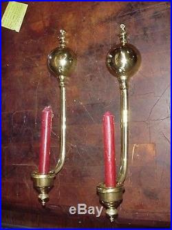 Pair of Brass Wall Sconce Candle Holder Sticks Wall Mount