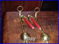 Pair of Brass Wall Sconce Candle Holder Sticks Wall Mount
