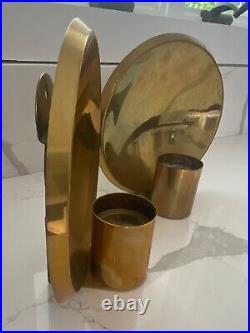 Pair of Colseth Norway brass modern wall candle sconces mid century Scandinavia