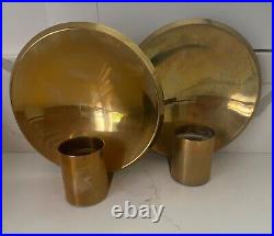 Pair of Colseth Norway brass modern wall candle sconces mid century Scandinavia