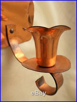 Pair of Copper Wall Candle Holders Sconces Handhammered by Glencroft Coppersmit