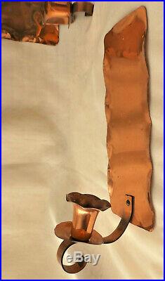 Pair of Copper Wall Candle Holders Sconces Handhammered by Glencroft Coppersmit