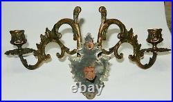 Pair of E. Muller Signed Bronze French Antique Piano Wall Sconce Candleholders