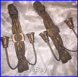 Pair of French Gesso Wall Sconces Candle Holders Gilded Lions head