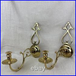 Pair of Heavy Brass Virginia Metal Crafters CW 16-3 Wall Candle Holder Sconces