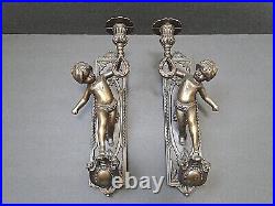 Pair of Lancini Boys Brass Wall Candle Holders