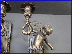 Pair of Lancini Boys Brass Wall Candle Holders