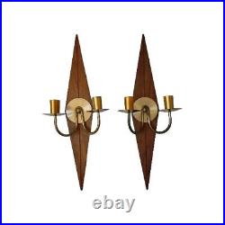 Pair of Mid-Century Modern Diamond Candle Wall Sconce