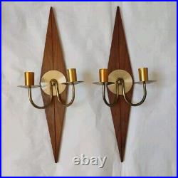 Pair of Mid-Century Modern Diamond Candle Wall Sconce