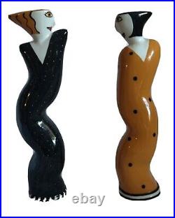 Pair of Paloma Picasso Cubism Style Women Figure Candle Holders Signed 16