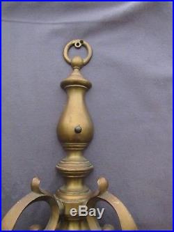 Pair of Solid Brass Two Arm Wall Sconces Candle Holders One with Mounting