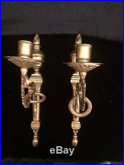 Pair of Torne V. I Wall Mounted Ornate Brass Candle Holders