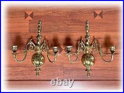 Pair of VIRGINIA METALCRAFTERS 2025 Brass Single Double Arm Candle Wall Sconces