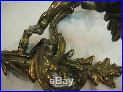 Pair of Vintage 3 Twisted Vine Bronze Wall Sconce Candle Holders