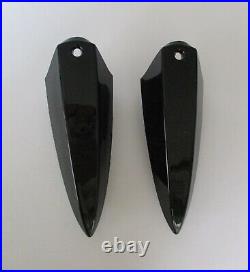 Pair of Vintage Amethyst Glass (Black) Wall Pockets/Steampunk/Gothic