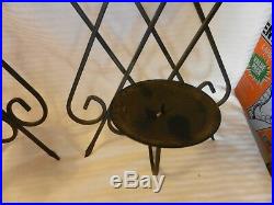 Pair of Vintage Black Wrought Iron Wall Mount Candle Holders Holds 3.5 diameter