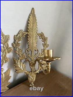 Pair of Vintage Brass Candle Sconces Wall Candleholders