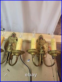Pair of Vintage Electric Candle Brass Wall Sconces