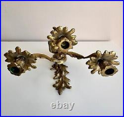 Pair of Vintage Glo-Mar Artworks Louis XV Bronze Wall Sconces Candle Holders