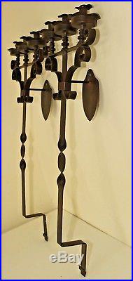 Pair of Vintage Gothic Wall Mounted Wrought Iron Candelabras