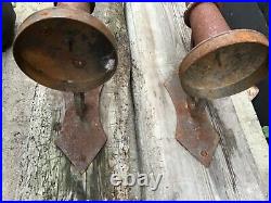Pair of Vintage Rustic Iron Wall-Mounted Sconce Candle Holders