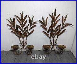 Pair of Vintage Wall Mount Candle Holder Sconces Candlesticks Wheat Sheaf