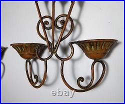 Pair of Vintage Wall Mount Candle Holder Sconces Candlesticks Wheat Sheaf