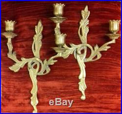 Pair of Vintages Brass Wall Sconces/ candle holders