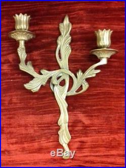 Pair of Vintages Brass Wall Sconces/ candle holders