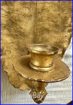 Pair of Wall Hanging Candle Holder Sconces Gold Leaf Resin Large Heavy Repair