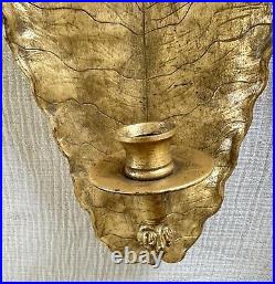 Pair of Wall Hanging Candle Holder Sconces Gold Leaf Resin Large Heavy Repair