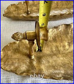 Pair of Wall Hanging Candle Holder Sconces Gold Leaf Resin Large Heavy Repair