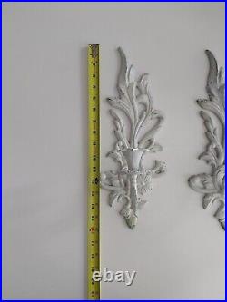 Pair of cast iron flower and leaves Motif Reclaimed Heavy Wall candleholders