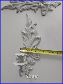 Pair of cast iron flower and leaves Motif Reclaimed Heavy Wall candleholders