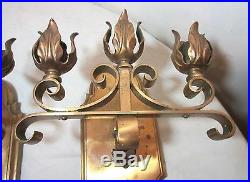Pair of high quality large antique bronze wall candle holder sconces fixtures