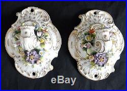 Pair of vintage Dresden wall sconces candle holders FREE SHIPPING