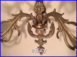 Palm Tree Brass Leaves Frond Candle Sconce Wall Hollywood Regency 20 x 15