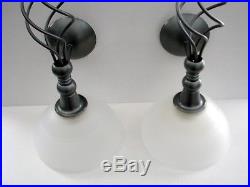PartyLite Grand Paragon Wall Sconce Set of 2 Silver Metal and Frosted Shades