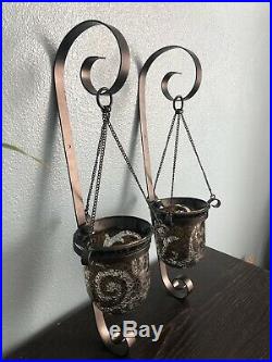 Partylite Amaretto Swirl Pair Of Wall Sconces Free Votives Included