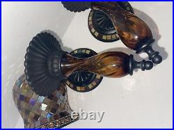 Partylite Global Fusion Mosaic Peglight Wall Sconces Pair Excellent Condition