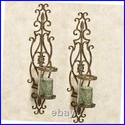 Patton Wall Sconces Traditional Style Candle Holders Pair Antique Gold