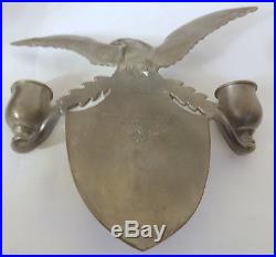 Pewter Colonial Casting Co. Meriden Conn Candle Holder Wall Sconce Eagle & Shield