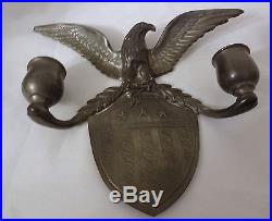Pewter Colonial Casting Co. Meriden Conn Candle Holder Wall Sconce Eagle & Shield