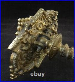Pr. Antique European Solid Brass Wall Mounted Swivel Candle Holders. 9 deep