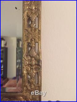 Pr VTG Figural Art Brass Wall Mount Mirrors Candle Holder Sconce