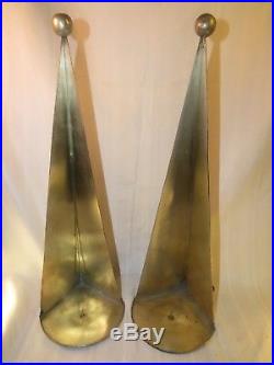 Pr Vintage Silver Brass Mid Century Modern Candleholders Wall Sconce Table Funky